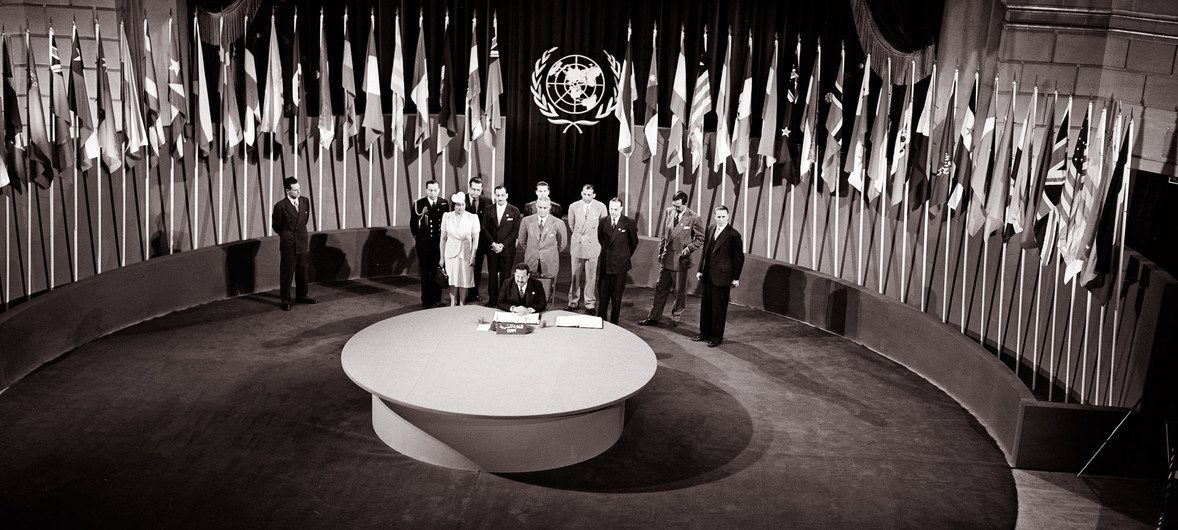 Assinatura da Carta da Organização das Nações Unidas - Foto: Reprodução/ONU